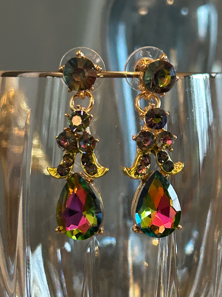 Oscar De La Renta Gold-Tone Multicolor Teardrop Crystal Dangle Earrings